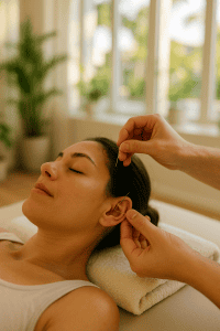 Auriculoterapia - estimulación de puntos de acupuntura en la oreja para la ansiedad